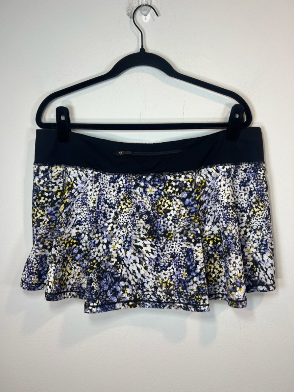 Lululemon Pace Rival Skirt Skort Floral Metropolis Multi Black Zip Pocket Sz 14 - Picture 9 of 14